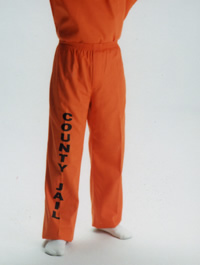 Orange Elastic Waistband Pants with Black letters